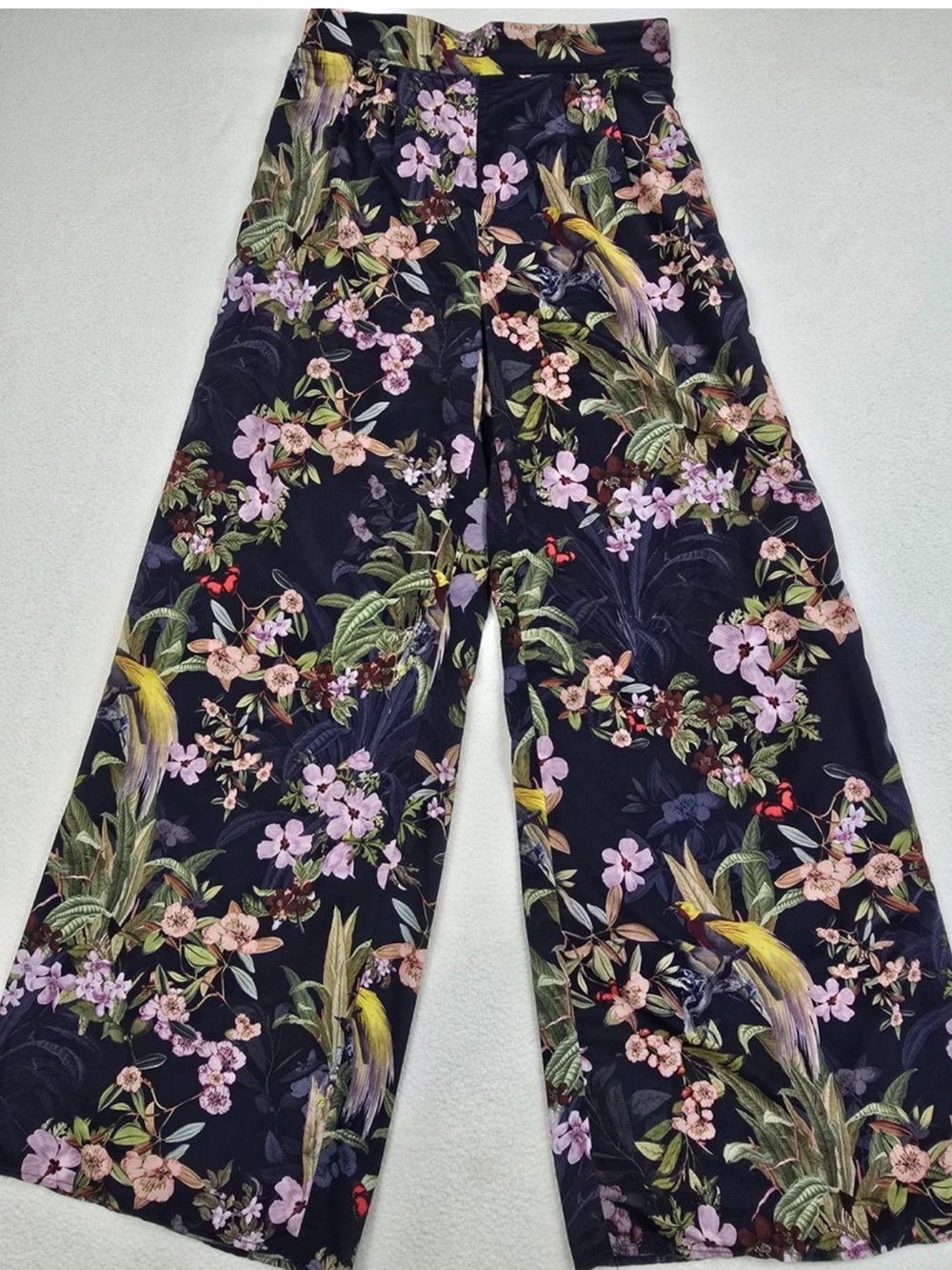 H&M Wide-Leg Pants with Tropical Floral Print